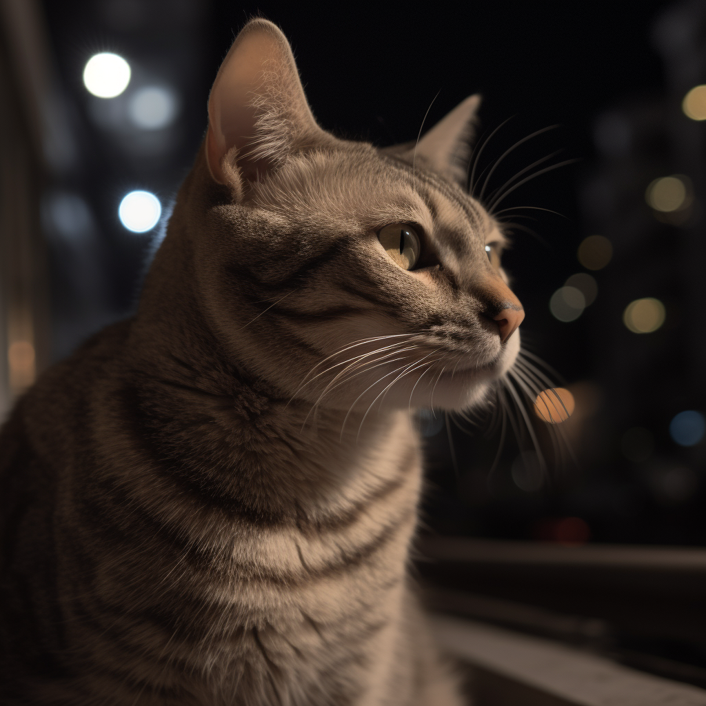 an image of a cat active at night